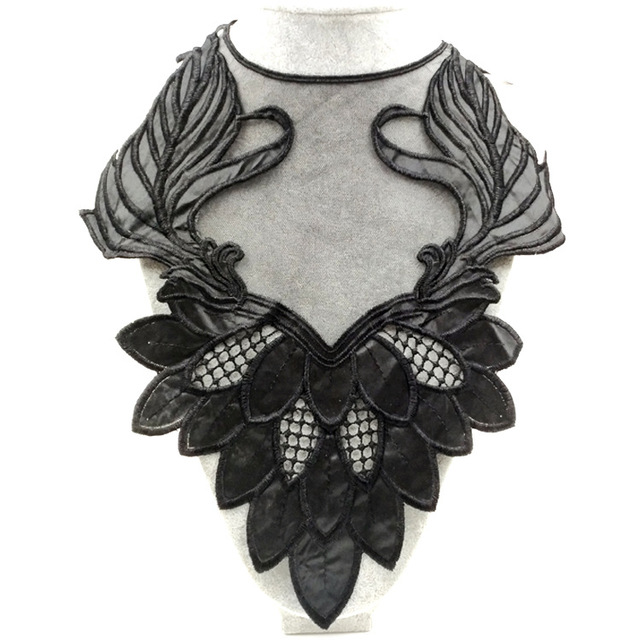 Heavy-Duty Water-Soluble Satin Embroidery Corsage Detachable 3D Lace Collar Sew-On Mesh Embroidered Flower for Fashion Accessory