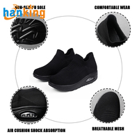 Ehanking Baskets à plateforme à coussin d'air pour femmes, chaussures de course élégantes, confortables et respirantes en maille tricotée et épaisses pour femmes