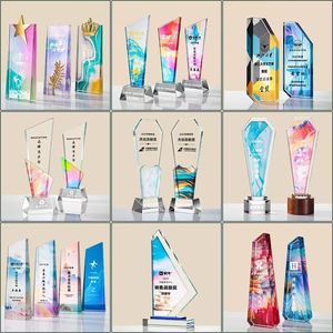 Trofeo de Cristal Transparente Personalizado Grabado en Blanco para Empleados Destacados, Eventos Empresariales, Regalos de Aniversario - Product Image 1