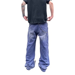 Vêtement Finch personnalisé en détresse lavage à l'acide soleil délavé teinture canard toile violet Cargo travail <span class=keywords><strong>jean</strong></span> droit <span class=keywords><strong>français</strong></span> travail pantalon - Product Image 4