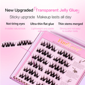 Extensions de <span class=keywords><strong>cils</strong></span> auto-adhésives en grappes, noires, sans colle, DIY, 5D, effet Sweet Doll, à presser, pré-collées, Star Push, effet wispy, réutilisables, volume - Product Image 2