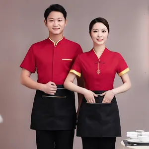 Touchhealthy supply Factory custom waiter waitress chef uniform jackets for restaurant hotel waiter staff uniform