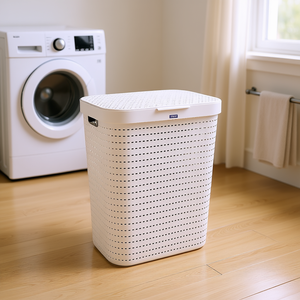 Rotho Laundry Collector Country, Paquete de 4, Diseño Perforado Blanco - Product Image 3