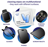 Lingettes nettoyantes pour écrans mobiles, emballées individuellement, logo OEM personnalisé, pré-humidifiées, sans traces, pour téléphone, tablette, ordinateur portable, moniteur