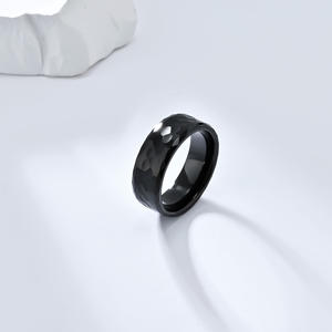 Tungsten Steel Men's <b>Rings</b> Geometric Design Black Gold Steel Color Scratch Resistant Fashion Jewelry Gift - Product Image 4