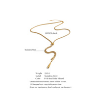 JINYOU 8087 Collier tendance en acier inoxydable plaqué or PVD, chaîne serpent, pendentif long, collier chaîne de pull
