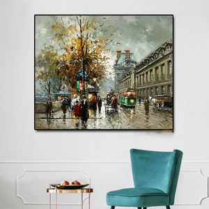 Lukisan minyak karya seni terkenal lukisan tangan 100% pemandangan jalan Paris dekorasi rumah terlaris - Product Image 5