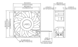 Delta FFB0924VHE 24V DC 0.42A Cojinete <span class=keywords><strong>de</strong></span> bolas Ventilador <span class=keywords><strong>de</strong></span> refrigeración <span class=keywords><strong>de</strong></span> flujo axial 92*92*38mm 3800RPM 85.46CFM Hoja <span class=keywords><strong>de</strong></span> plástico eléctrico OEM ODM - Product Image 6