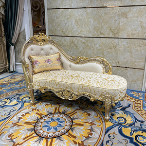 Silla de cuero francés <span class=keywords><strong>chaise</strong></span> <span class=keywords><strong>longue</strong></span> europea de lujo de madera maciza tallada silla perezosa - Product Image 2