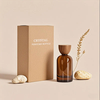 Botol Parfum Kaca Amber Mewah 30ml 50ml 100ml dengan Logo Custom, Tutup Kayu, Sablon, Pompa Semprot, dan Kotak untuk Serum Perawatan Kulit