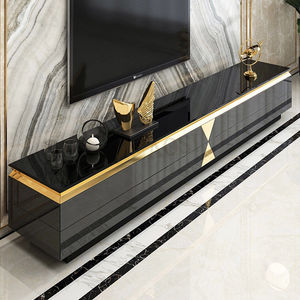 Meuble TV <span class=keywords><strong>en</strong></span> verre trempé noir, vente chaude d'usine, pour salon, support TV pour téléviseur de 78 <span class=keywords><strong>pouces</strong></span>, 1 pièce - Product Image 2