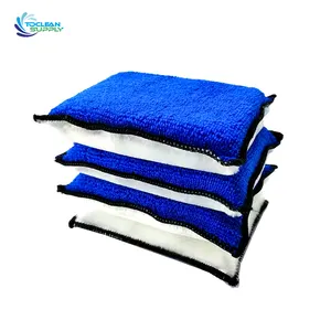 top quality microfiber cloth Nylon Bristle cars body interior clean scrub pad detailing scrubbing Household Cleaning Sponge