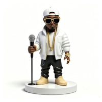 Figurine en résine personnalisée de rappeur hip-hop, figurine de star du rap à collectionner avec microphone, décoration de bureau et de tableau de bord de voiture
