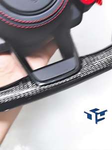 Volant de direction avec bouton de démarrage S-Line, demi-alcantara, fibre de carbone, palettes LED pour Audi TT R8 A4 A5 S4 RS6 A6 C7 RS Q5 <span class=keywords><strong>Q6</strong></span> - Product Image 2