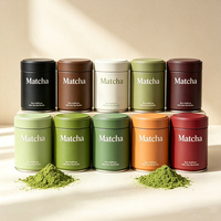 Boîte en fer blanc pour poudre de matcha, avec logo personnalisé, hermétique, anti-lumière, qualité alimentaire, pour emballage de thé vert en poudre, 100g 500g