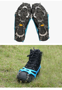 BOHU scarpe da trekking da esterno con 11 punte in acciaio inossidabile ramponi da neve manopole da ghiaccio tacchette da trazione antiscivolo borsa da arrampicata confezionata - Product Image 6