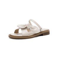 Bowknot Slip-on Sommerschuhe Damen Leders andalen für flache Damen Sandalen Hausschuhe