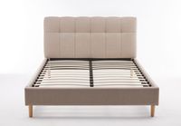 Lit double réglable King Queen Size au design tendance avec tête de lit haute et cadre en bois recouvert de tissu