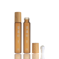 5ml 10ml 15ml Rouleau sur Rouleau de Pierre Gemme Bouteille En Verre À Huile Essentielle Bouteilles À Bille avec Bambou casquette