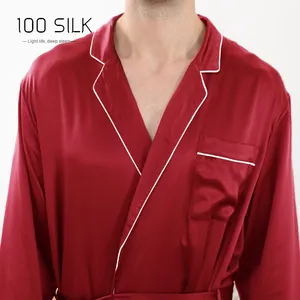 Neuheiten 22 Mumi Herren Sexy Schweres Garngefärbtes Gewebtes 100% Maulbeerseide 2-Teiliger Pyjama Atmungsaktiv Langarm Mittellang - Product Image 4