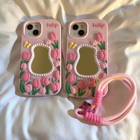 Étui de téléphone miroir de maquillage tulipe XP107 compatible avec iPhone 17PROMAX 16PLUS 15PRO 14 13 12 11 Nouveau
