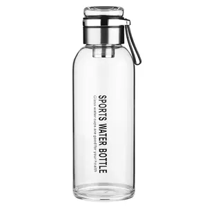 कस्टम लोगो निजी लेबल व्यापक मुंह 1 एल इन्सुलेशन पोर्टेबल 32 औंस उच्च बोरोसिलेट ग्लास इंफ्यूज़र पानी की बोतलें हैंडल के साथ सेट
