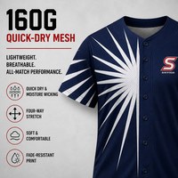 Jersey Baseball Custom Grosir Motif Starburst Cepat Kering Bahan Polyester Bernapas Kancing Depan Seragam Tim Sublimasi