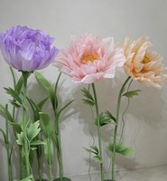 Promotion Populaire : Fleurs de pivoine artificielles géantes en soie et organza, ouvrables et refermables, avec support, pour décoration de scène de mariage et vitrine