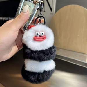 Llavero de Peluche con Diseño de Payaso Pompones, Peluche de Salchicha con Boca Grande, Llavero Y2K, Colgante de Piel de Conejo Colorido, Decoración para Mochila - Product Image 5