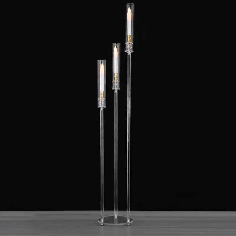 Christmas Gift Acrylic Clear Candle Holder for Table Centerpieces Candlestick Using Flameless Led Taper