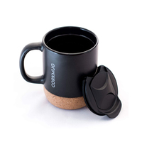 Mug en céramique anti-éclaboussures avec couvercle, glaçure mate, argile, grès, tasse personnalisée avec logo, mug à café de 14 oz avec bouchon isolant