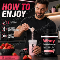 Poudre d'isolat de protéines de lactosérum de fraise 24g Protéines Post-Entraînement Nutrition Sportive OEM Marque Privée Fabricant Grossiste