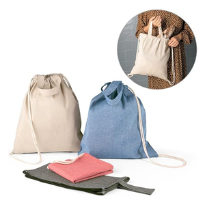 Custom logo Personalized Soft Fabric Calico <b>Canvas</b> Cotton <b>Drawstring</b> <b>Bag</b> with Double String - Product Image 4