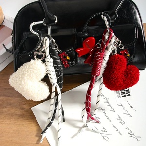 Women Car Key Decoration Shoulder <b>Bag</b> Pendant Soft 3D Plush Solid White Red Heart School <b>Bag</b> <b>Charms</b> for Girls Birthday Gifts - Product Image 1