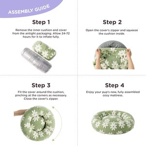 ZJH Cama grande para perros y gatos, <span class=keywords><strong>36</strong></span> pulgadas, Jacquard verde, peluda, lavable, moderna, para interiores, antiansiedad, calmante, cama para mascotas, antideslizante - Product Image 4