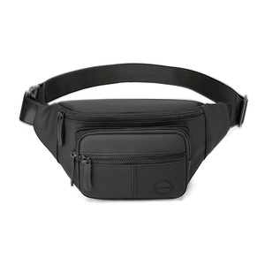 Unisex Multi Functional Zippered Nylon <b>Waterproof</b> <b>Pillow</b> Shape Waist Chest Bag Soft Coating Material Everyday Outfits Gray Black - Product Image 1