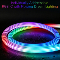 Tira de Luz LED Redonda Negra de 22 mm con 360° de Iluminación °   Funda de Silicona de Neón Flexible de Color Mágico Luminoso para Control Remoto, con Clasificación IP67