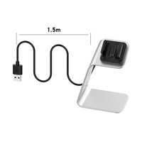 Support de charge en alliage d'aluminium pour Fitbit Charge 3/4/4SE, support de chargeur USB antidérapant avec câble de 1.5M, Protection sûre