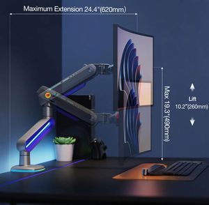 แขนยึดจอเกมมิ่ง NB ERGONOMIC สำหรับจอแบน/จอกว้างพิเศษ/จอก้นโค้ง ขนาด 32 ถึง <span class=keywords><strong>60</strong></span> นิ้ว ขาตั้งจอแบบ Heavy Duty รองรับมาตรฐาน <span class=keywords><strong>VESA</strong></span> รุ่น G70 - Product Image 2