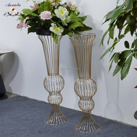 Support de présentation de boule de fleurs géante en métal doré ANNIELU, vase de table, centre de table, décoration de mariage, événement, fête