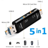 5 in 1 Usb 2.0 multifungsi Tipe C/Usb /Micro Usb/Tf/SD pembaca kartu memori adaptor OTG aksesori ponsel