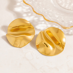 Stud <b>Earrings</b> Geometric Gold Plated 18k Stainless Steel Ear <b>Post</b> Yiwu Origin EH11717 - Product Image 2
