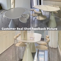 Table à manger nordique moderne et simple en pierre frittée de haute qualité pour 6 personnes, idéale pour la maison, l'hôtel ou l'hébergement touristique