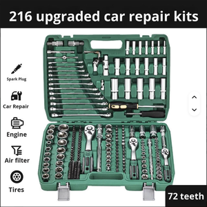 WKC 216-Piece Vertical Row Carbon Steel Combination Hand Operated Car Repair <b>Tool</b> Set 1 Year Warranty 10-60mm Drive Sockets WKC- - Product Image 3