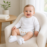 Pinuotu bébé grosse barboteuse tricot coton tricots classique ajusté corps costume enfant en bas âge à manches longues 100% coton Onesies