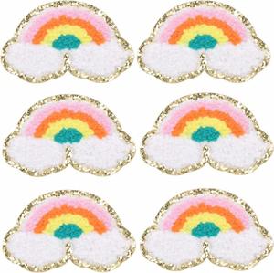 Custom Eco-Friendly DIY Self Adhesion Press-On <b>Rainbow</b> Pattern Clothing Repairing <b>Sequin</b> Embroidered Chenille Garment Embroidery - Product Image 1