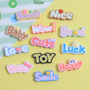 Offre Spéciale couleur brillante bébé mignon résine amour chanceux bon bonjour mots pour pince à cheveux décoration crème colle accessoires - Product Image 5
