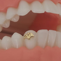 ZZSU Bijoux dentaires professionnels en or massif 8K en forme de chauve-souris |   Kit d'accessoires de bijoux dentaires gothiques |   Breloques Hip Hop Grillz (Usage domestique)