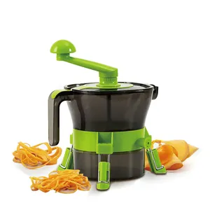 High quality veggie zucchini potato spiral cutter vegetable slicer 3 in 1 handheld spiral rotary