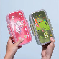 Boîte à lunch mignonne, micro-ondable, sans BPA, 2 compartiments, réutilisable, en plastique, bento, pour enfants et étudiants